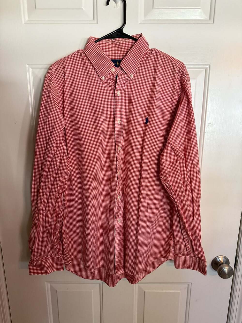 Ralph Lauren Red White Gingham Men's Long Sleeve Button-Down Shirt Size L